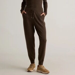 Quince | 100% Mongolian Cashmere Joggers Brown Knit Sweatpants Size L